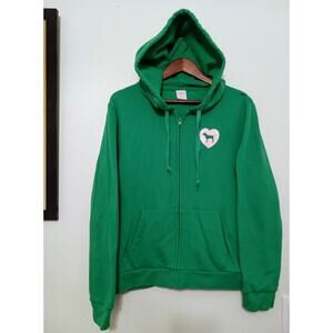 Victoria’s Secret PINK Originals Dog Glitter Logo Zip Hoodie Sweatshirt SZ XL